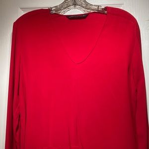 Zara red V neck blouse